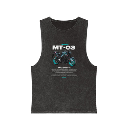 Yamaha MT-03 Unisex Stonewash Tank Top - Perfect T-shirt for Motorcycle Enthusiasts - CreativeRino
