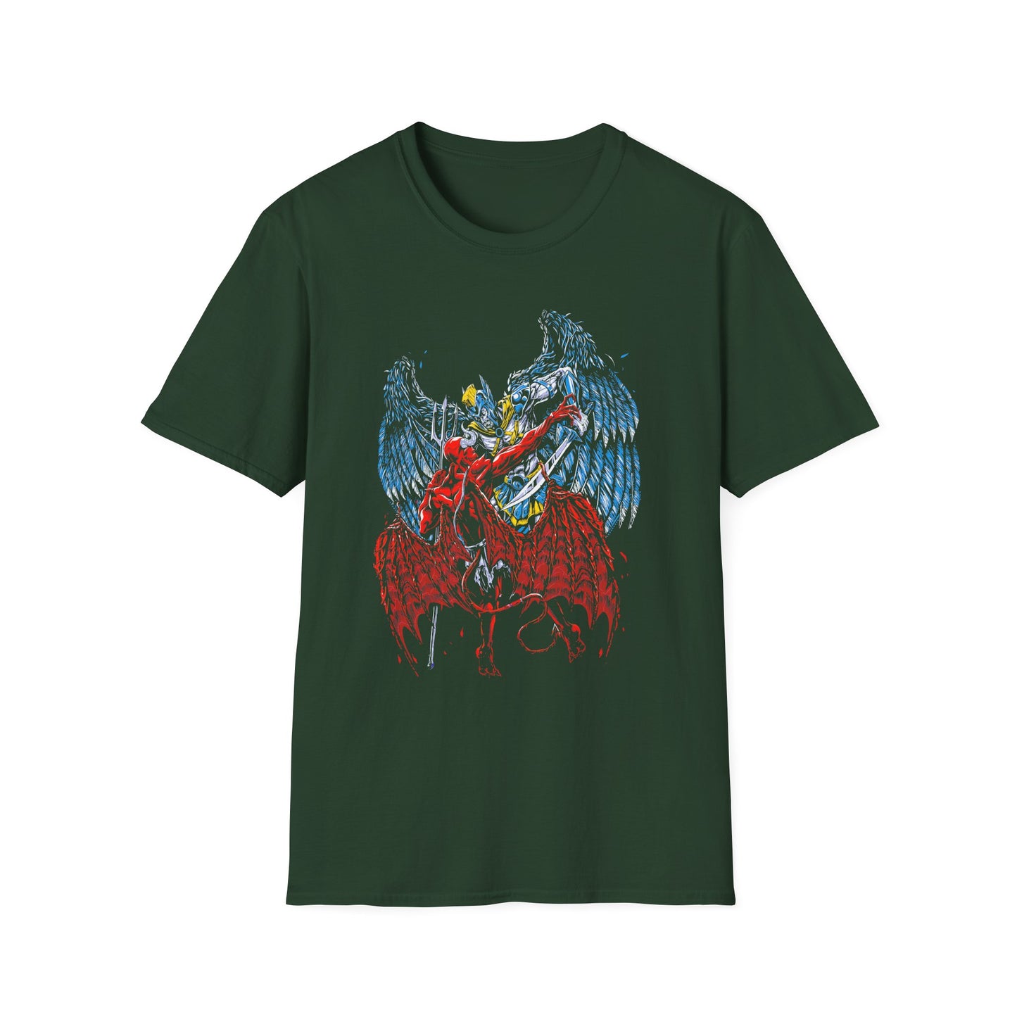 Edgy Graphic Tee - Dragon vs. Angel Design for Alternative Fashion Lovers T-shirt - CreativeRino