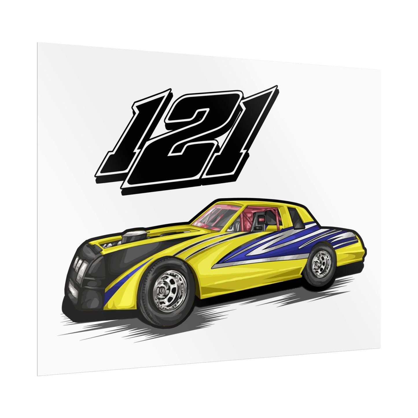 Racing Car Artwork Poster - Vibrant 121 Design for Auto Enthusiasts - CreativeRino