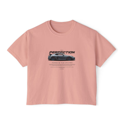 Porsche 718 Cayman Women Boxy Tee - Porsche Perfection Graphic T-shirt - CreativeRino