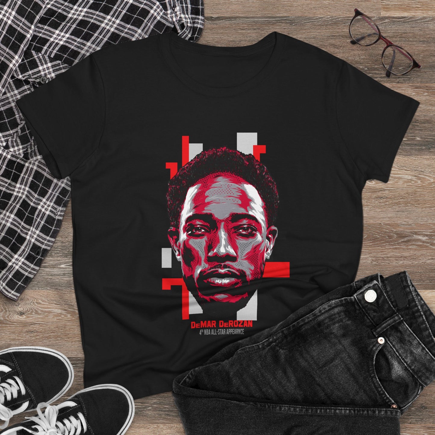Women's Cotton Tee - De'Mar DeRozan Graphic T-shirt Design - CreativeRino