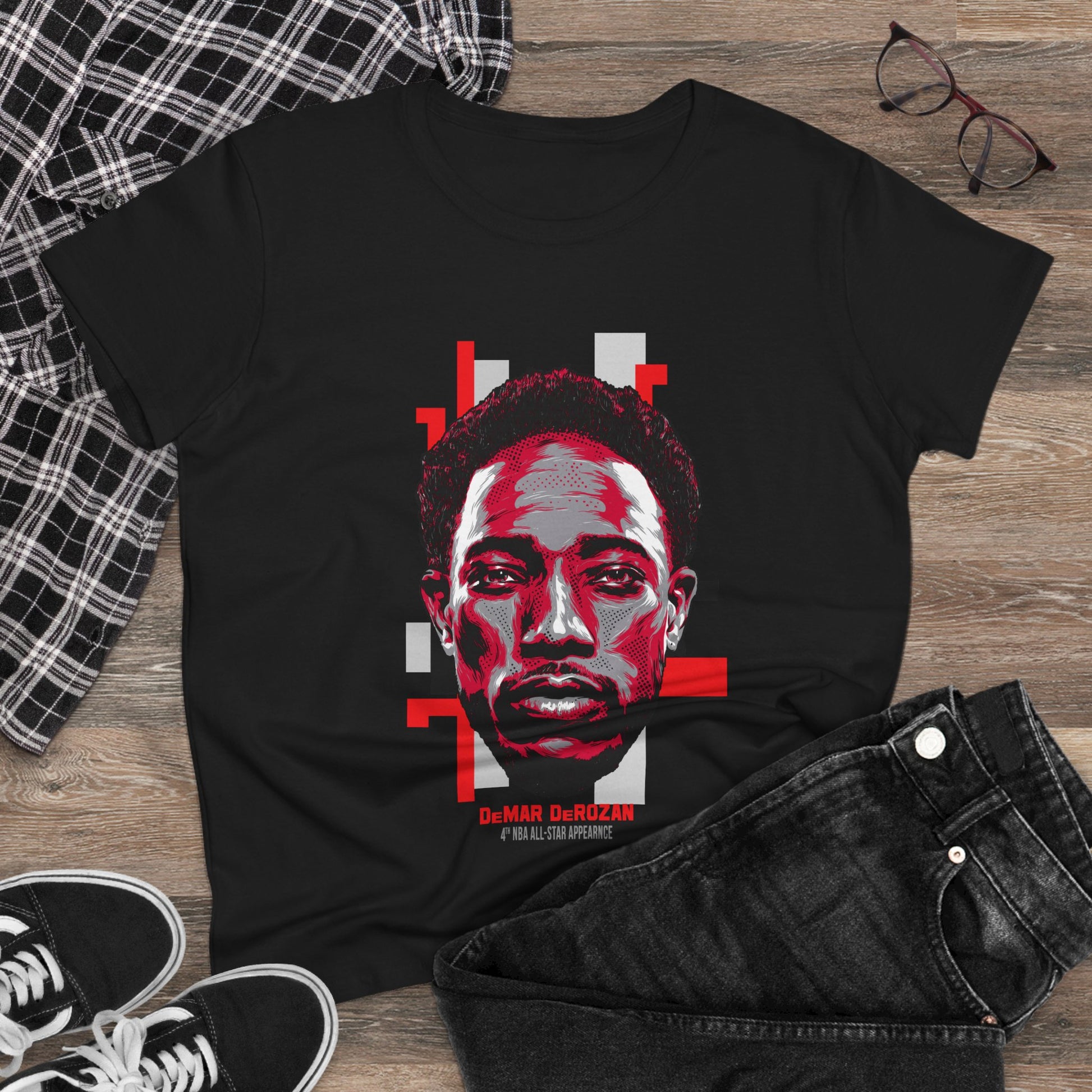 Women's Cotton Tee - De'Mar DeRozan Graphic T-shirt Design - CreativeRino
