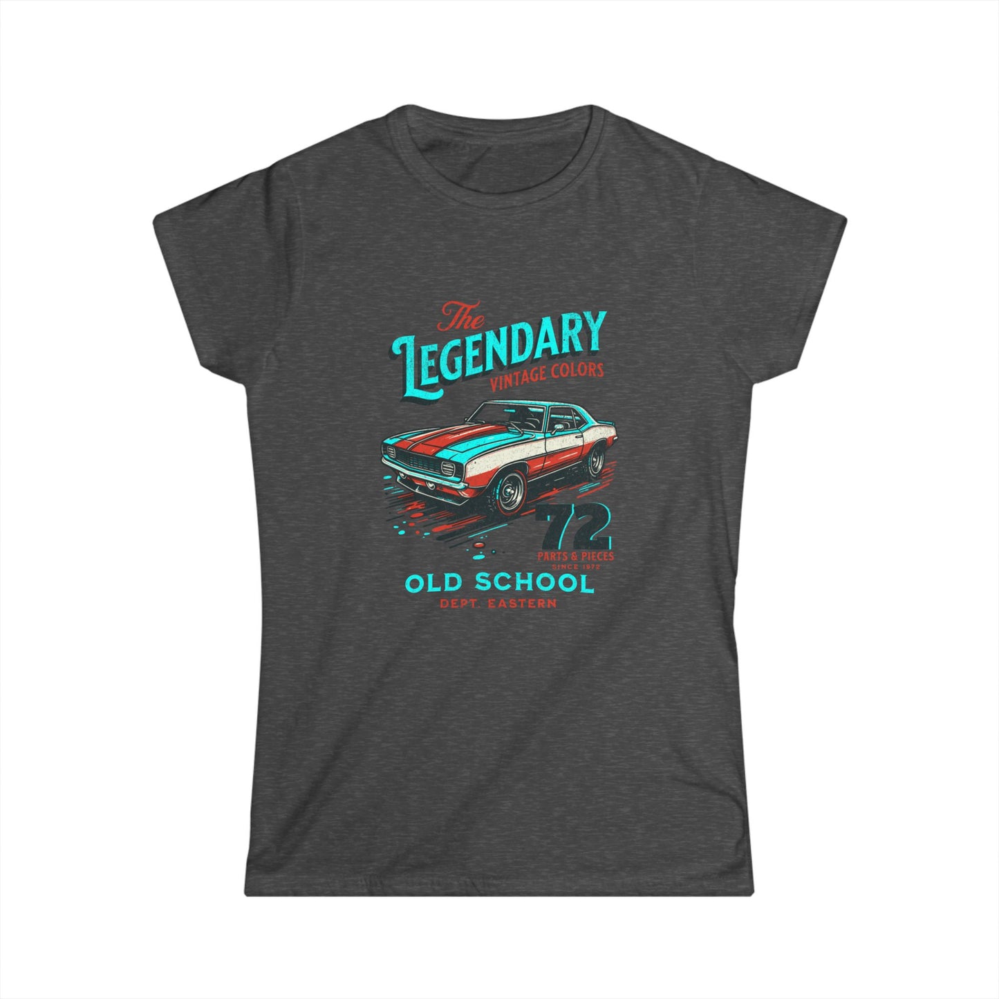 Vintage Car Graphic Women's Softstyle Tee - 'The Legendary Old School' T-shirt - CreativeRino