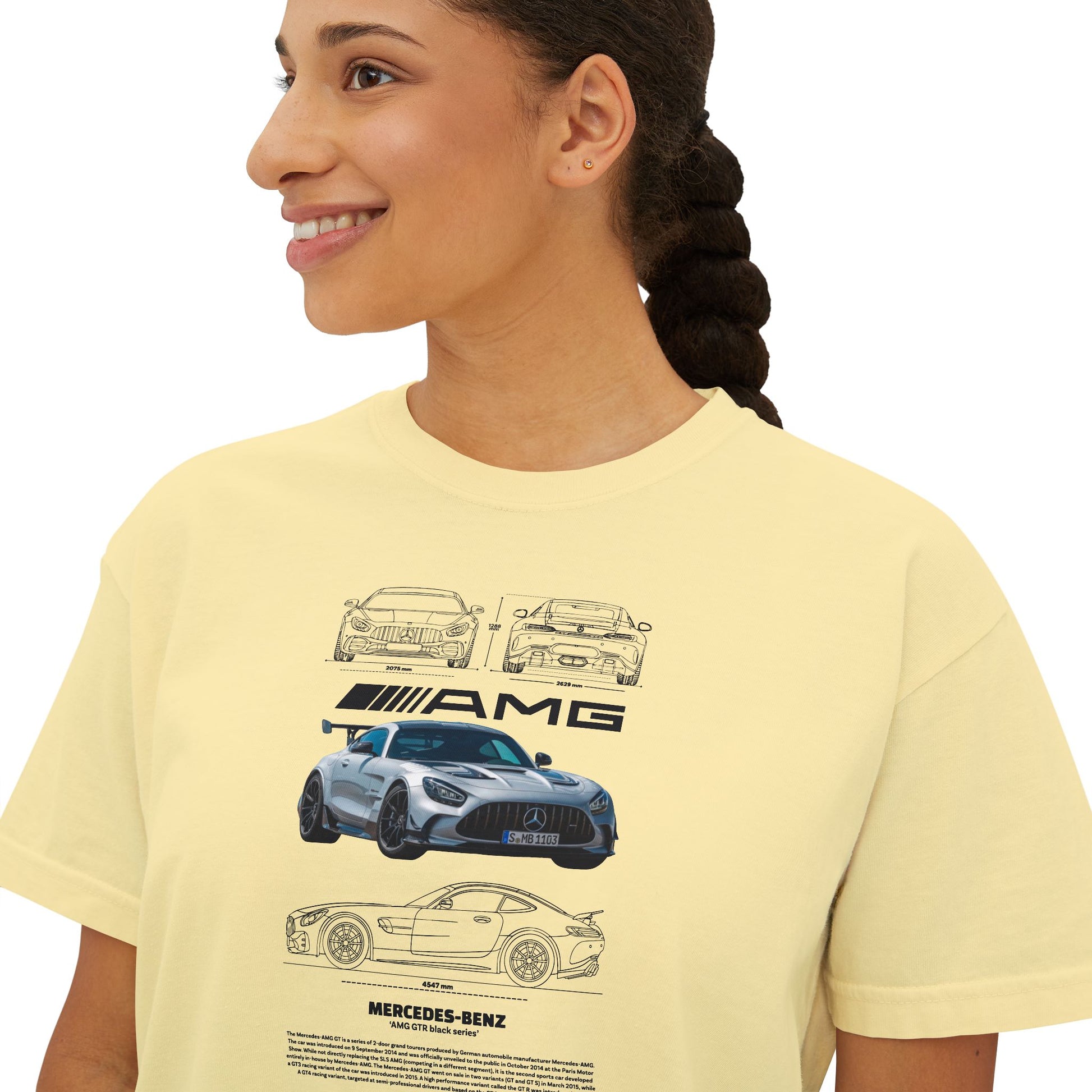 Mercedes-Benz AMG Women's Boxy Tee - Stylish Racing-Inspired Design for Car Enthusiasts - CreativeRino