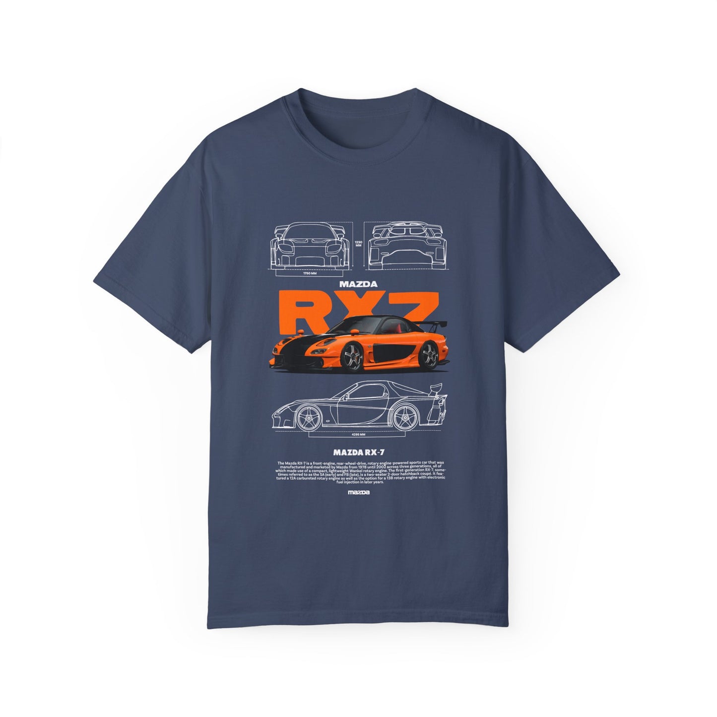 Mazda RX-7 Unisex Garment-Dyed T-Shirt | Car Enthusiast Apparel - CreativeRino
