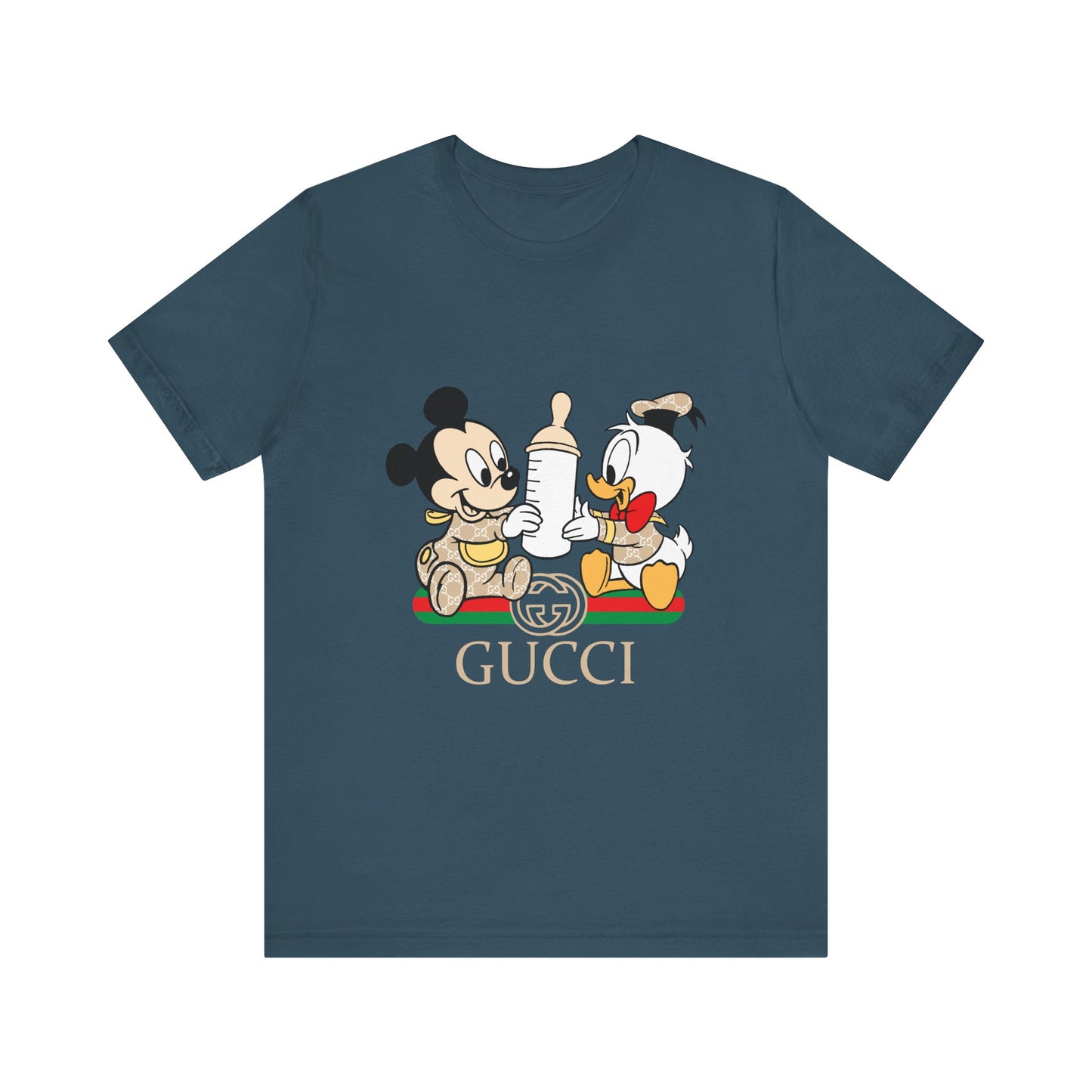Cute Baby Mickey Mouse and Donald Duck Character Tee - Gucci Inspired Unisex Short Sleeve T-shirt - CreativeRino
