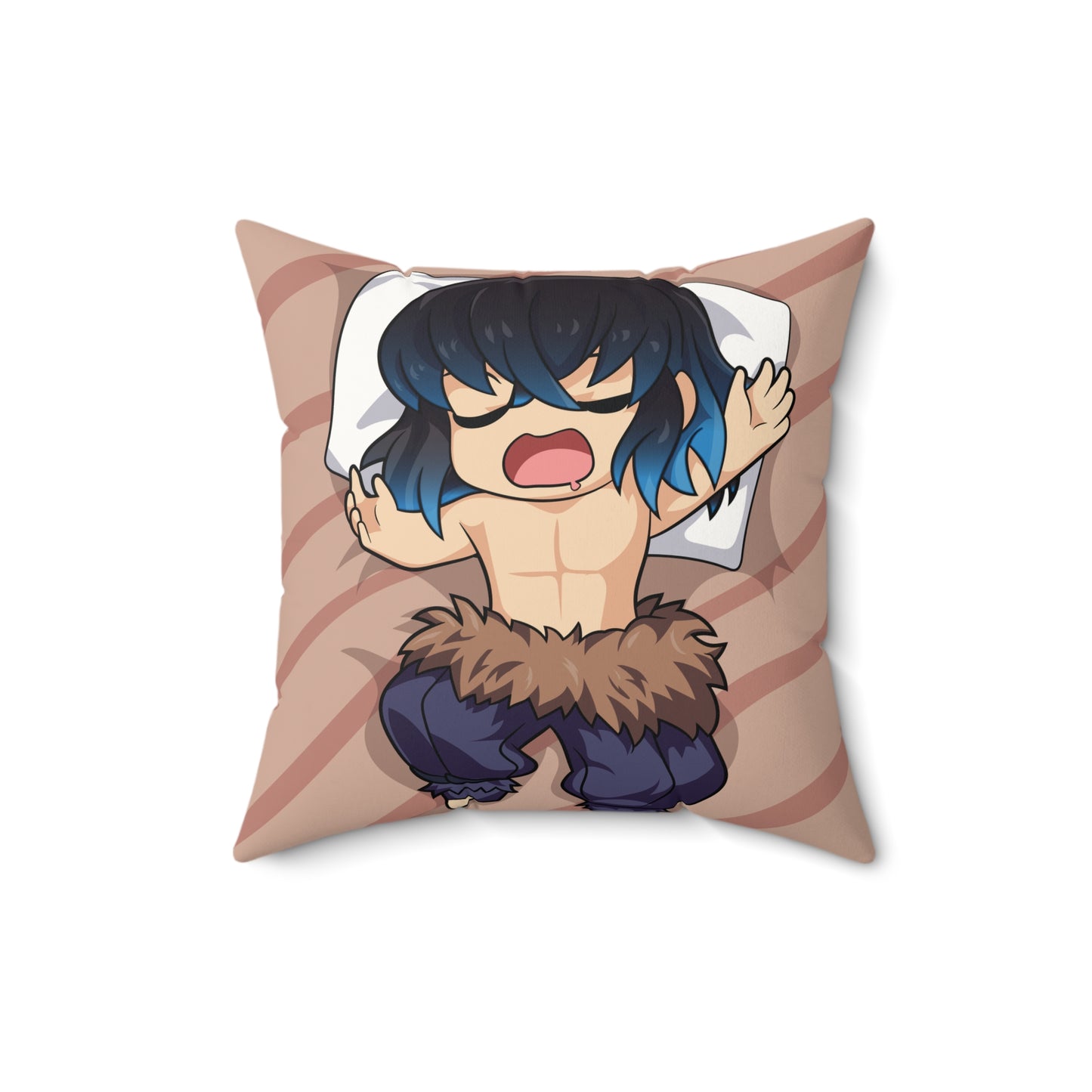 Cute Anime Faux Suede Square Pillow – Demon Slayer Cozy Bedroom Decor - CreativeRino