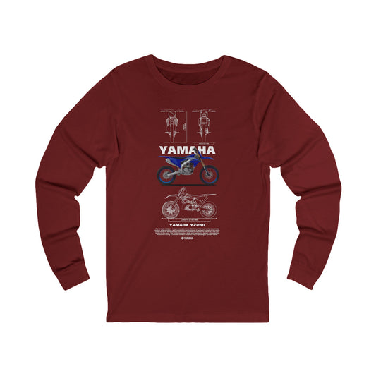 Yamaha YZ250 Motorcycle Long Sleeve Tee - Unisex Casual Apparel - CreativeRino