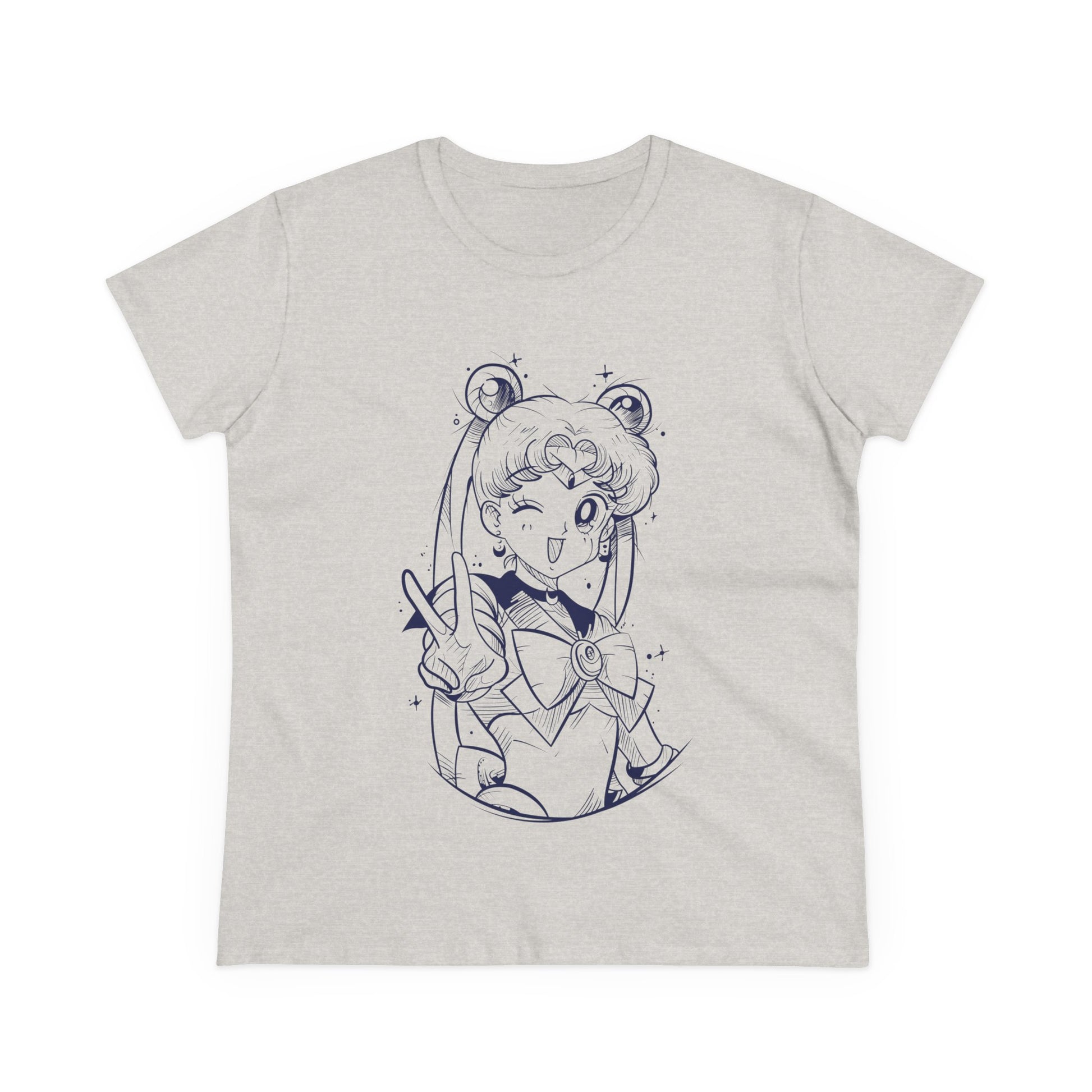 Sailor Moon Women's Midweight Cotton Tee - Cute Cartoon Graphic T-Shirt - CreativeRino