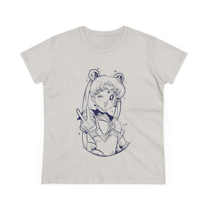 Sailor Moon Women's Midweight Cotton Tee - Cute Cartoon Graphic T-Shirt - CreativeRino
