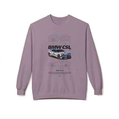 BMW CSL Fleece Crewneck Sweatshirt - Perfect for Car Enthusiasts - CreativeRino