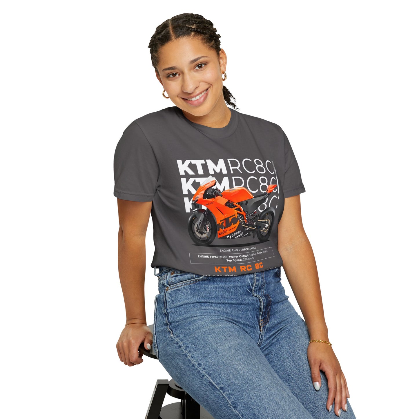 KTM RC 8C Unisex Garment-Dyed T-Shirt - Perfect for Motorcycle Enthusiasts - CreativeRino