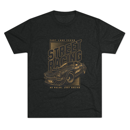 Street Racing Car Unisex Tri-Blend Crew Tee - Fast Lane Fever Graphic T-Shirt - CreativeRino
