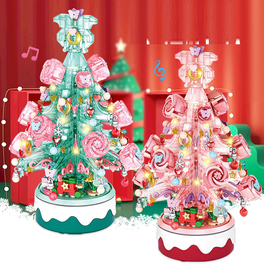 DIY Crystal Christmas Tree Music Box | Rotating LED Building Blocks Toy Gift for Kids & Adults eprolo