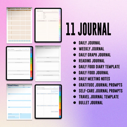 2025 Journal Planner Calendar Trackers Pages Digital Printable Bundle - CreativeRino