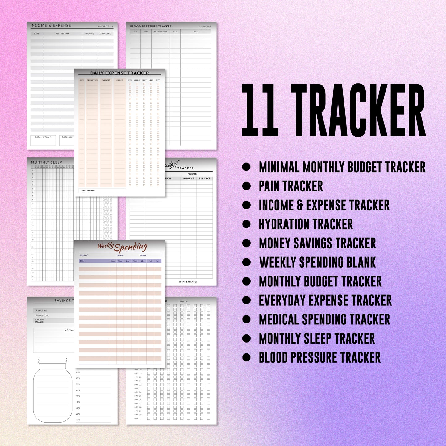 2025 Journal Planner Calendar Trackers Pages Digital Printable Bundle - CreativeRino