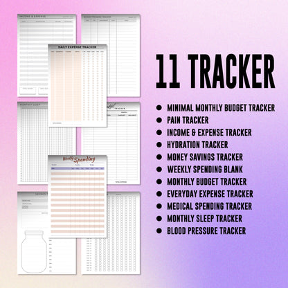2025 Journal Planner Calendar Trackers Pages Digital Printable Bundle - CreativeRino