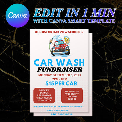 Car Wash Fundraiser Flyer Invite Template CreativeRino