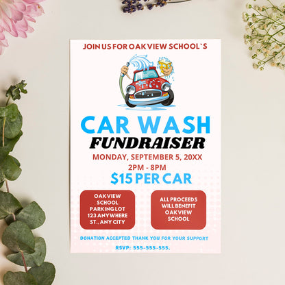 Car Wash Fundraiser Flyer Invite Template CreativeRino