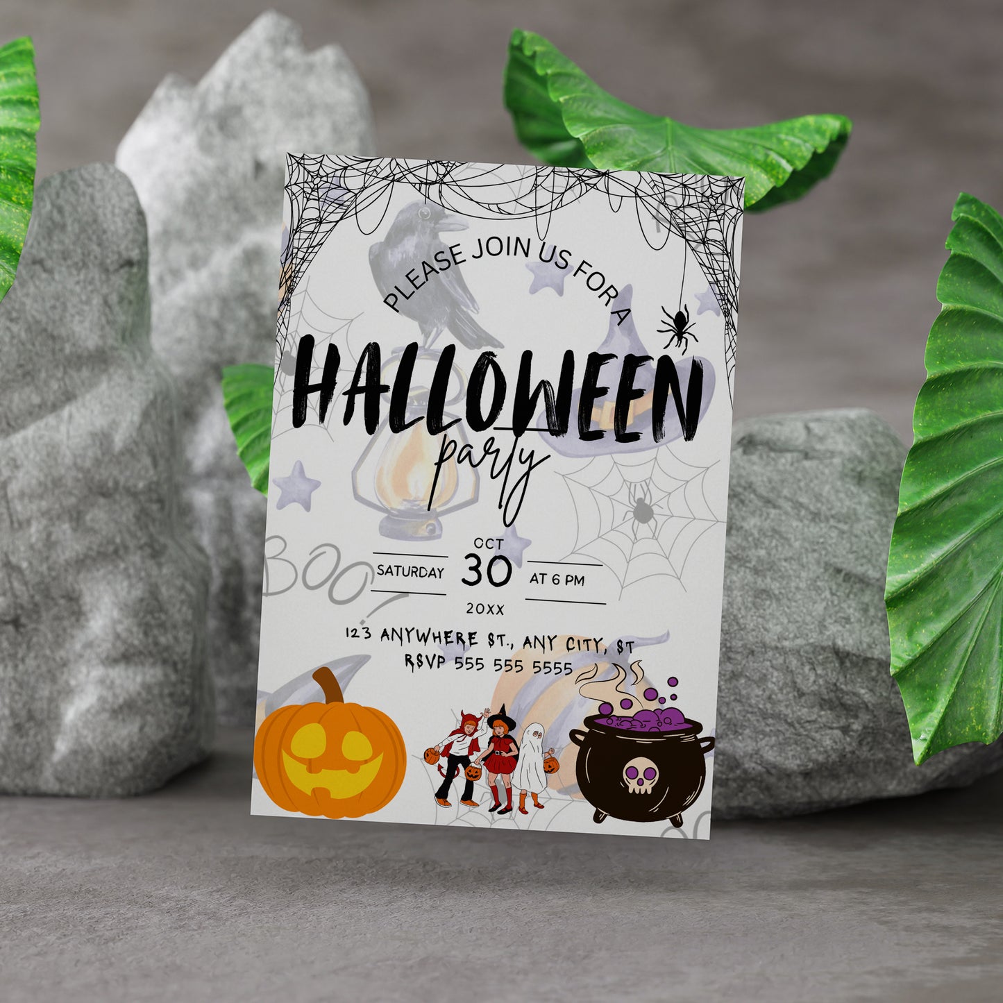 Halloween Scene Party Invitation Template - CreativeRino