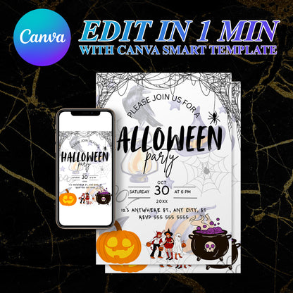 Halloween Scene Party Invitation Template - CreativeRino