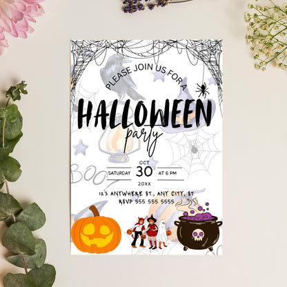 Halloween Scene Party Invitation Template - CreativeRino