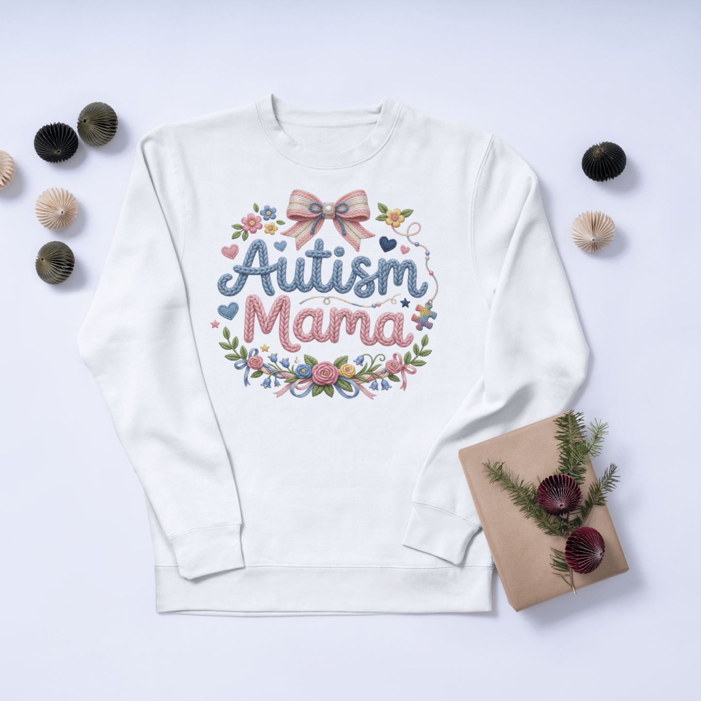 Autism Mama PNG | Autism Awareness | Superhero Cartoon Aesthetic Retro Groovy 70s-style Coquette Faux Yarn Preppy Puzzle Trendy Designs CreativeRino