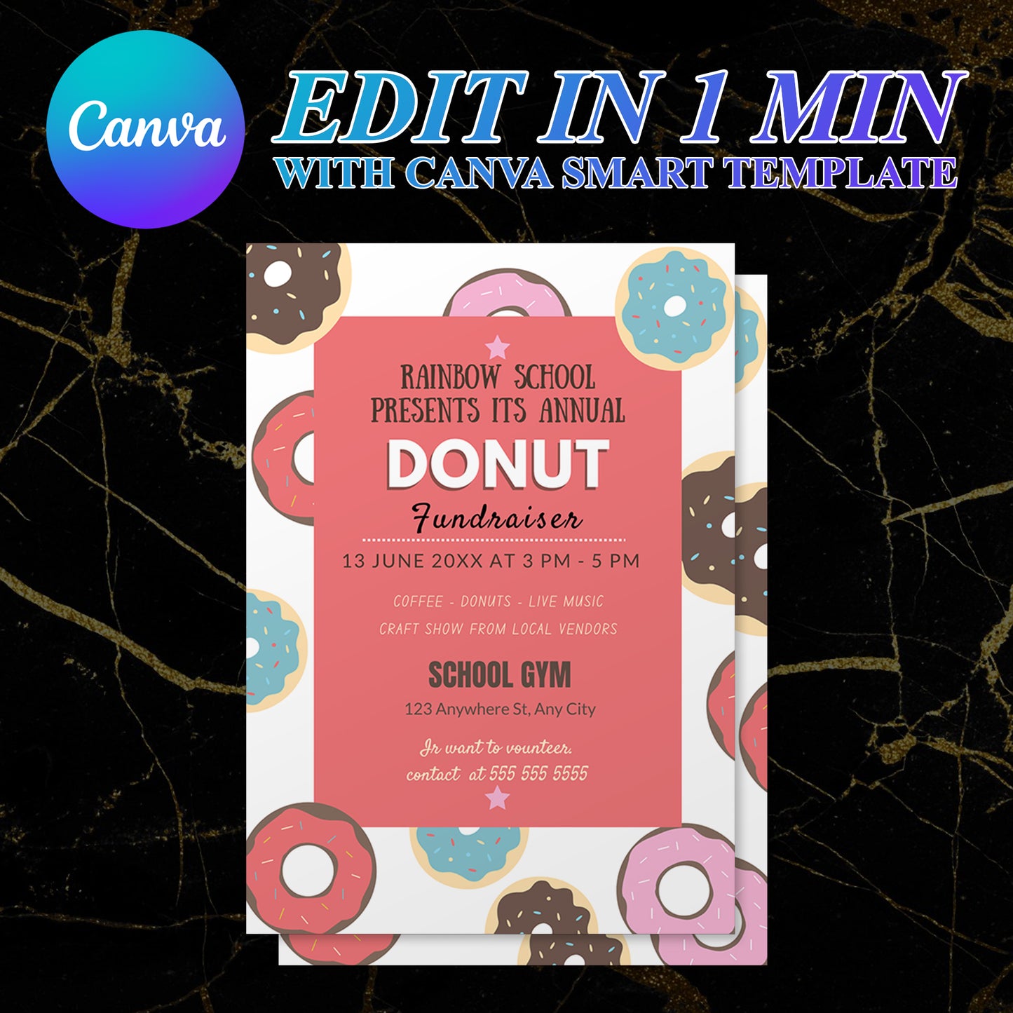 Donut Fundraiser Flyer Invite Template