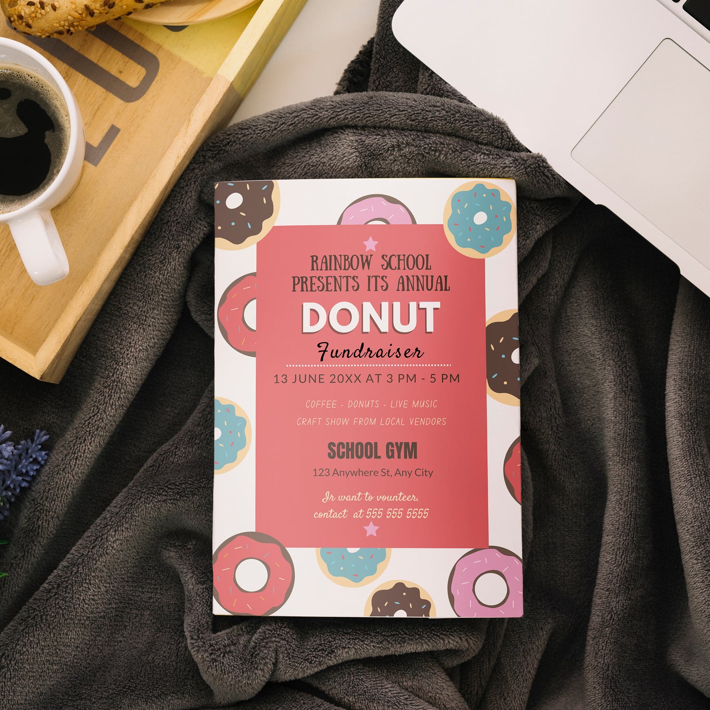 Donut Fundraiser Flyer Invite Template