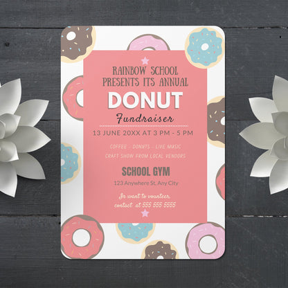 Donut Fundraiser Flyer Invite Template CreativeRino