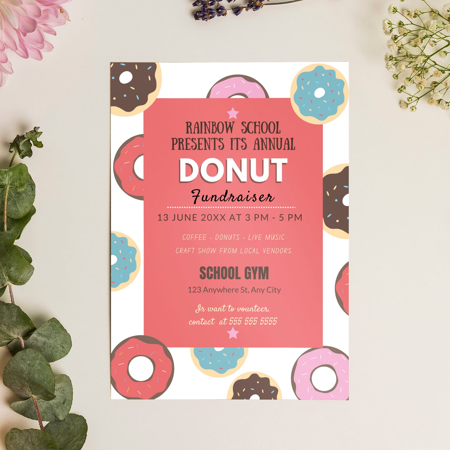 Donut Fundraiser Flyer Invite Template