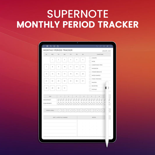 Supernote Monthly Period Tracker Planner Template