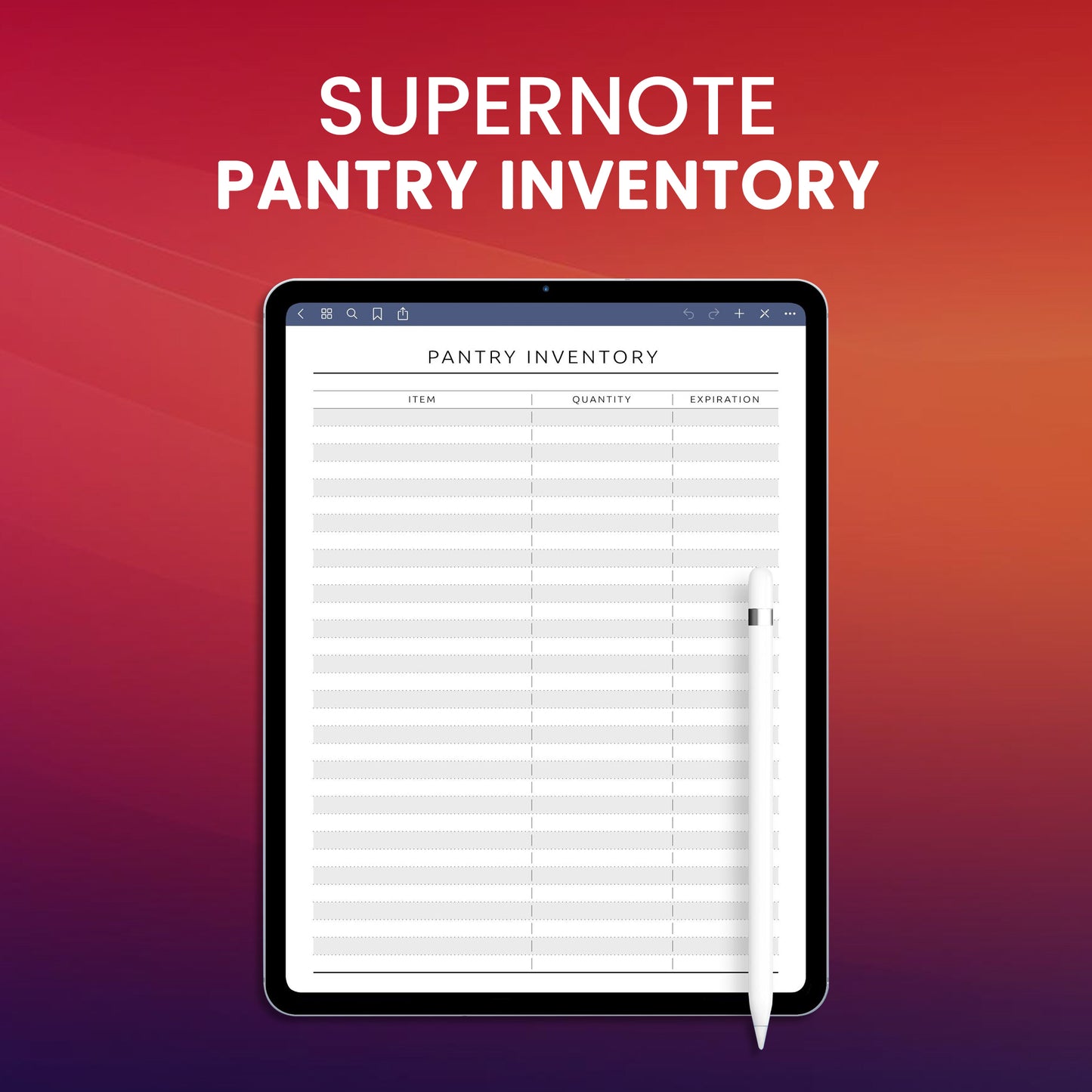 Supernote Pantry Inventory Planner Template