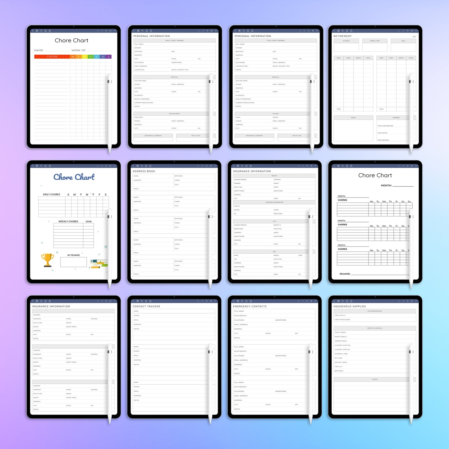 43 reMarkable 2 Personal, Home & Family Planners Template Bundle