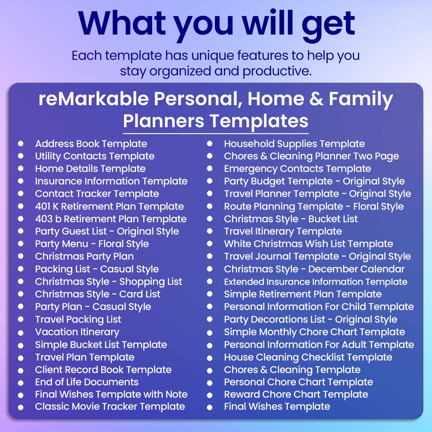 43 reMarkable 2 Personal, Home & Family Planners Template Bundle