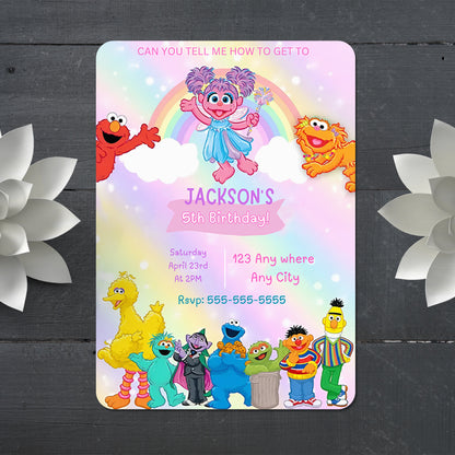 Sesame Street Birthday Invitation Template - CreativeRino