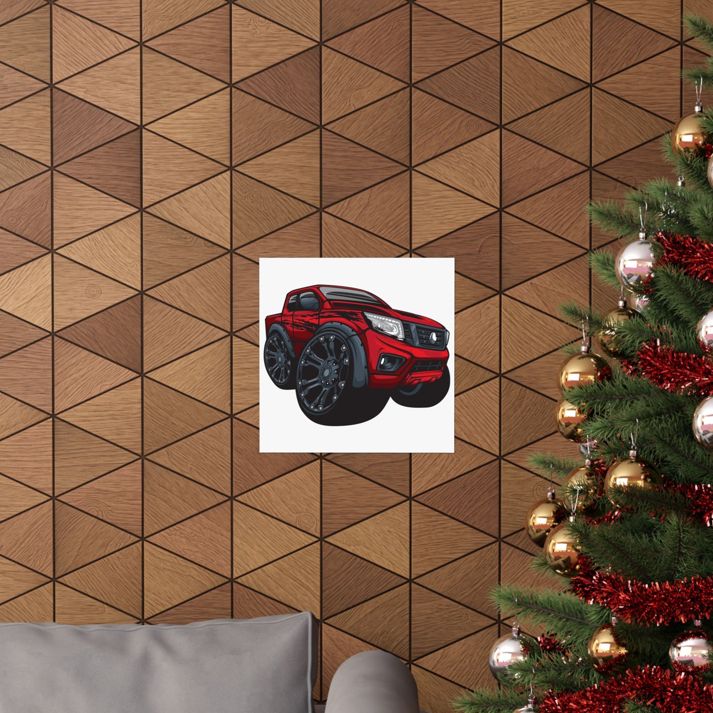 Bold Red Truck Matte Square Poster | Automotive Wall Art for Car Enthusiasts - CreativeRino