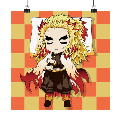 Chibi Anime Character Matte Square Posters - Demon Slayer for Fans - CreativeRino