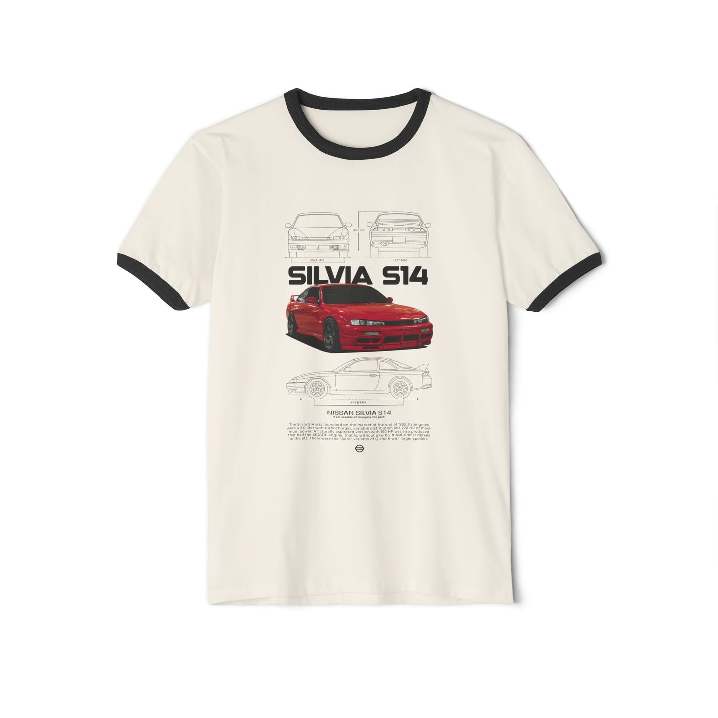 Nissan Silvia S14 Unisex Ringer T-Shirt - Retro Car Enthusiast Apparel - CreativeRino