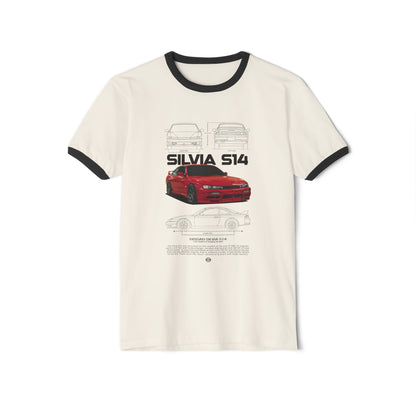 Nissan Silvia S14 Unisex Ringer T-Shirt - Retro Car Enthusiast Apparel - CreativeRino