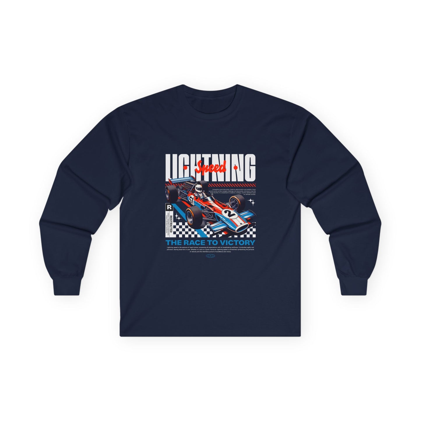 Unisex Racing Long Sleeve Tee - 'Lightning Speed' Graphic Car T-shirt - CreativeRino