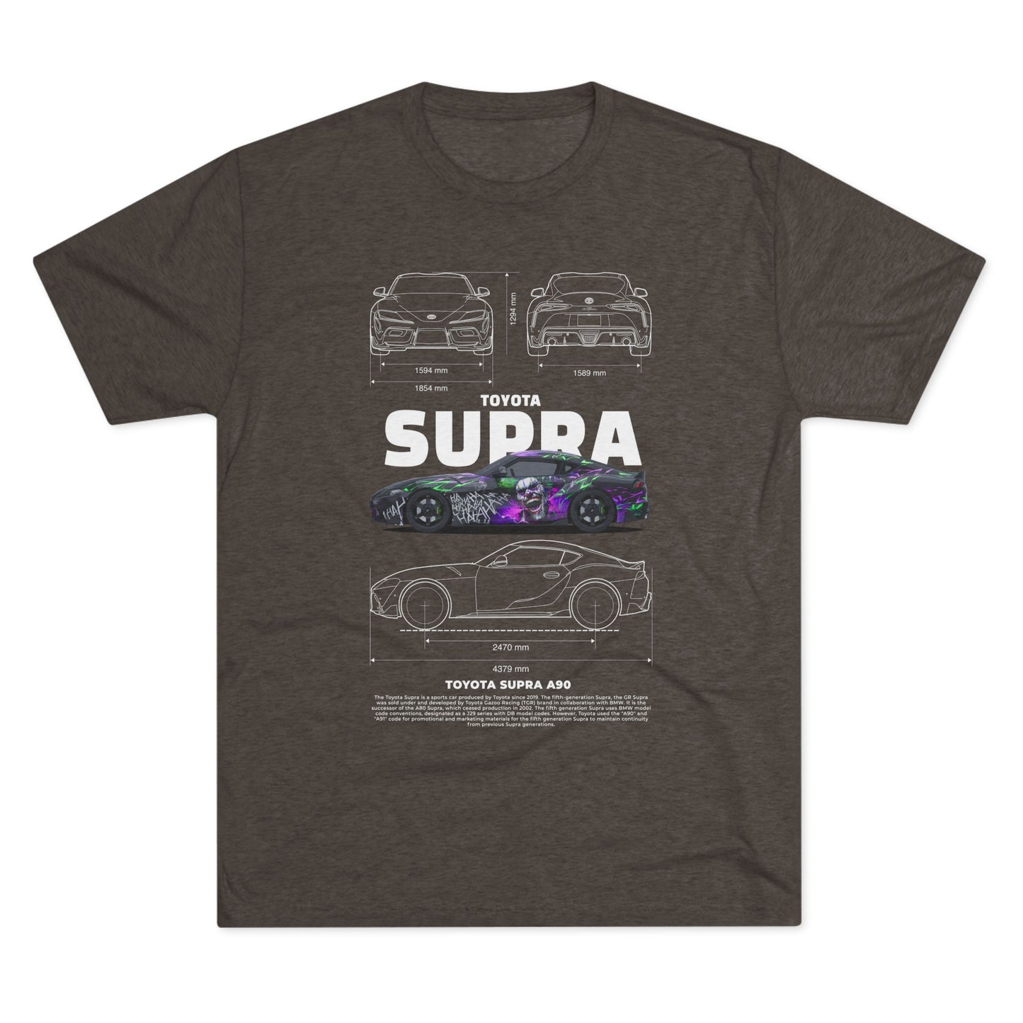 Toyota Supra A90 Tri-Blend Crew Tee - Car Lovers' Apparel - CreativeRino