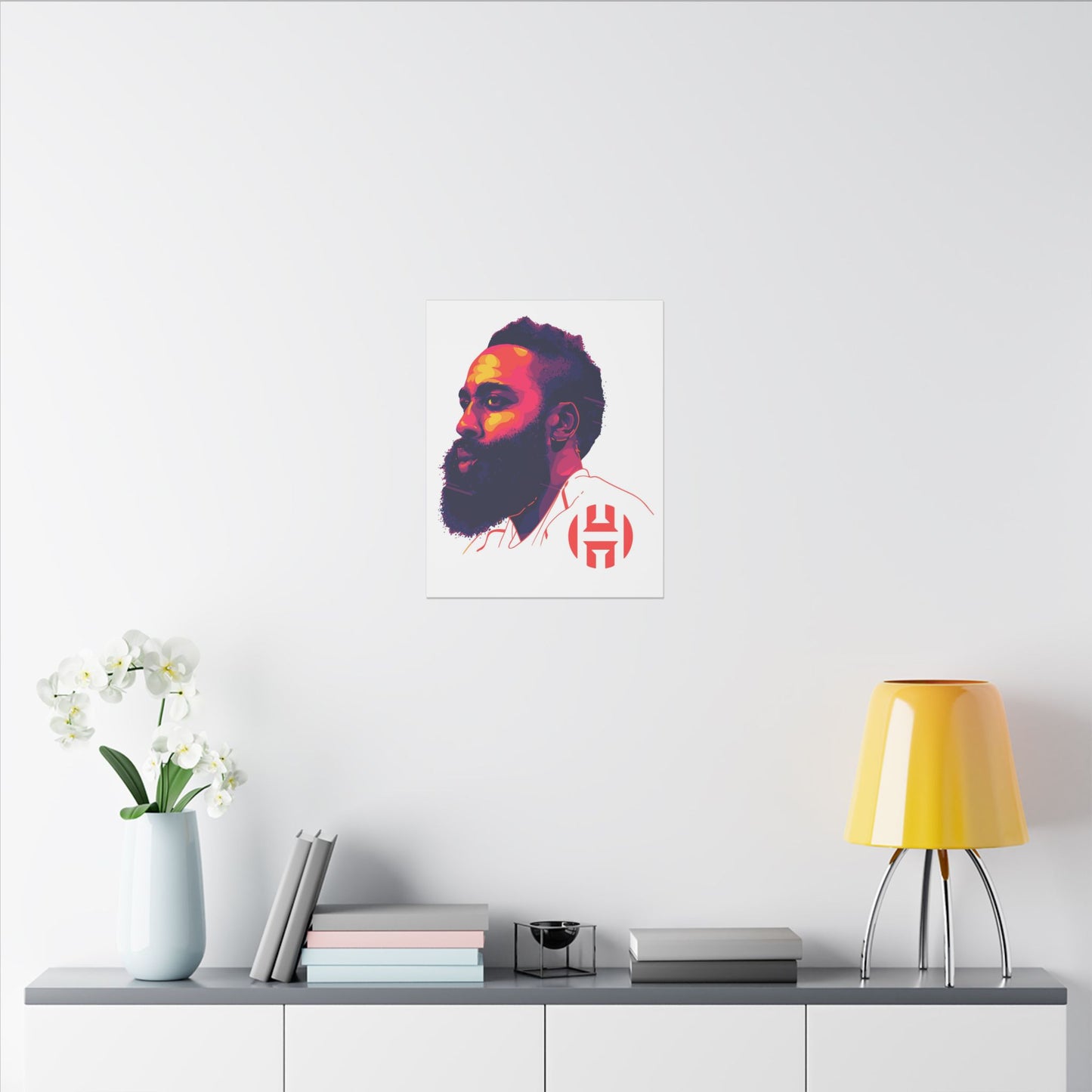 Stretched Matte Canvas Art - Vibrant Portrait of James Harden - CreativeRino