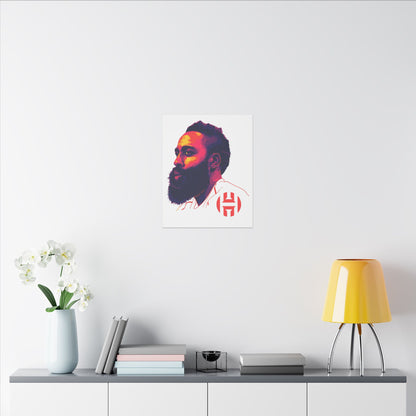 Stretched Matte Canvas Art - Vibrant Portrait of James Harden - CreativeRino