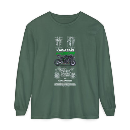 Kawasaki H2R Unisex Long Sleeve T-Shirt - Vintage Motorcycle Graphic Tee - CreativeRino