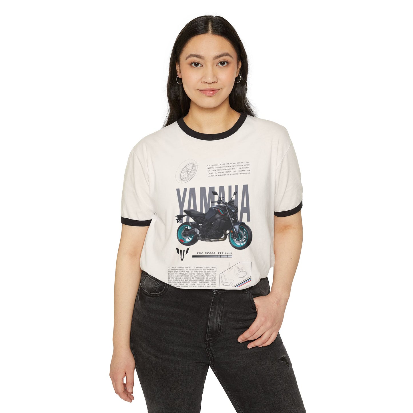 Yamaha Motorcycle Unisex Cotton Ringer T-Shirt - Vintage Design - CreativeRino