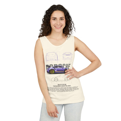 Unisex Garment-Dyed Tank Top - Porsche Design - Perfect T-shirt for Car Enthusiasts - CreativeRino