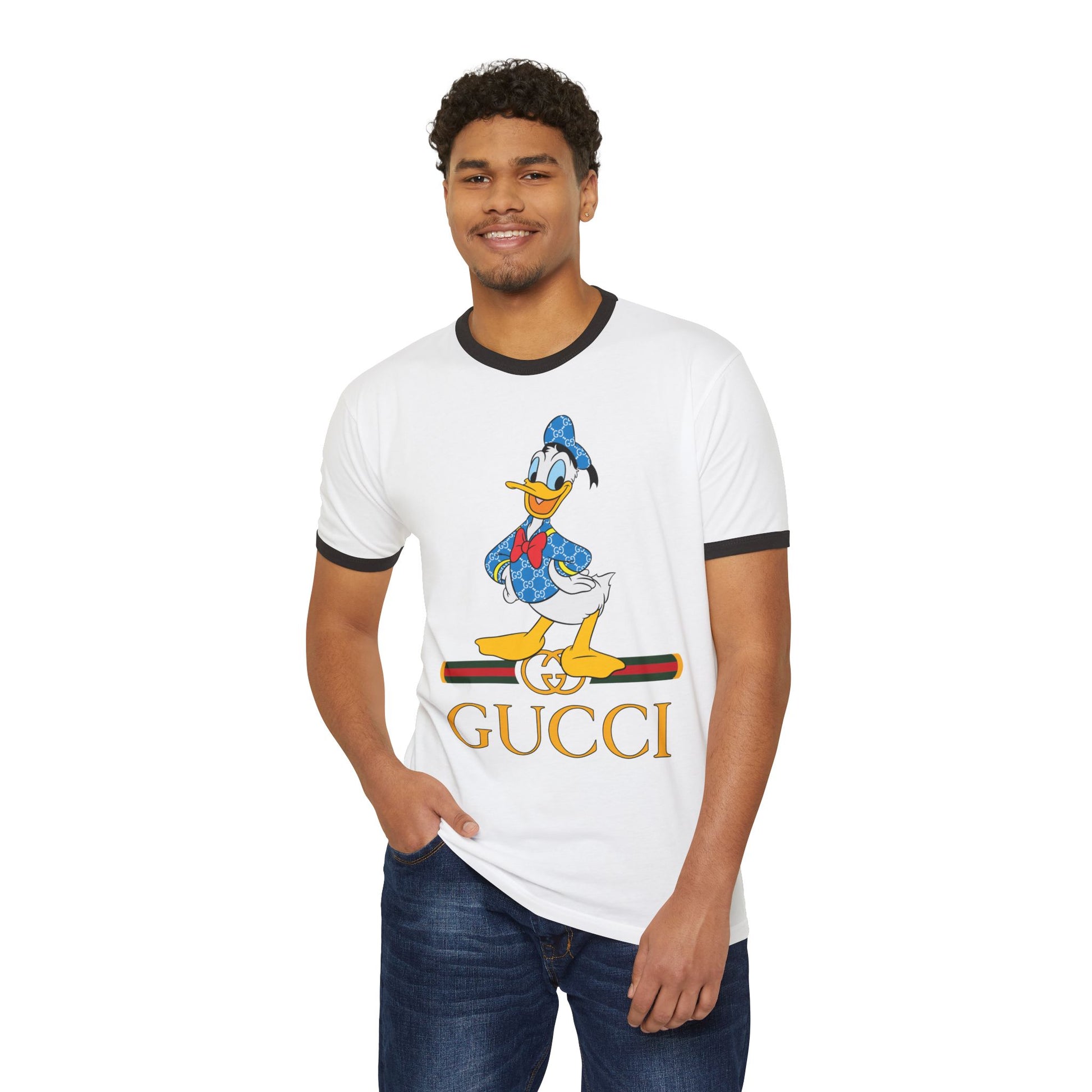 Vintage Donald Duck Gucci Ringer T-Shirt – Unisex Cotton Tee for Retro Fans - CreativeRino