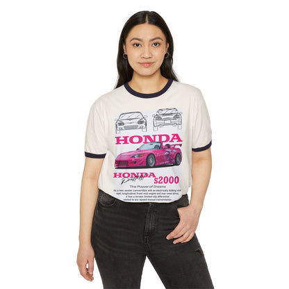 Honda S2000 Unisex Cotton Ringer T-Shirt - Car Enthusiast Tee - CreativeRino
