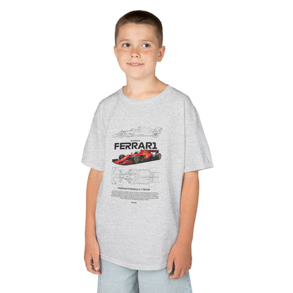 Kids Ferrari Formula 1 Tee - Heavy Cotton Racing Shirt - CreativeRino
